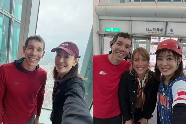 ▲▼霍諾德「穿紅衣爬台北101」幕後有故事。(圖/翻攝自Instagram/janet_chia_)