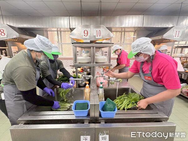 ▲台南市第七屆學校午餐廚藝競賽登場,30校校廚以「美味調色盤料理」為主題進行現場實作。(記者林東良翻攝,下同)