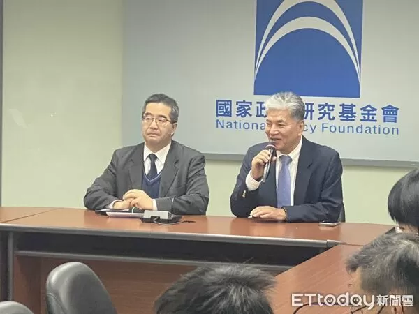 ▲蕭旭岑、李鴻源於國政基金會針對兩岸交流事項召開記者會。(圖/記者黃國霖攝)