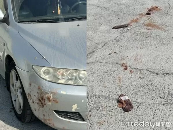 ▲▼ 高雄停車場驚見「檳榔炸彈」!一壓爆紅汁多車中招,惡劣手法曝。(圖/記者賴文萱翻攝)