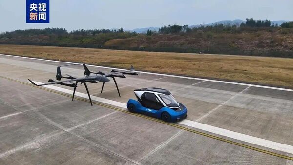▲▼中國航天科技集團九院研製的大陸首款航天造電動垂直起降低空飛行器。(圖/翻攝央視新聞)