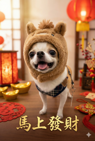 ▲▼AI自製拜年圖:寵物小孩都適用。(AI協作圖/記者吳立言製作,經編輯審核)