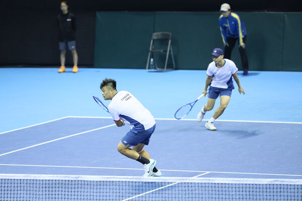 ▲中華隊第三點雙打謝政鵬和黃琮豪拿下勝利 。(圖/網球協會提供)