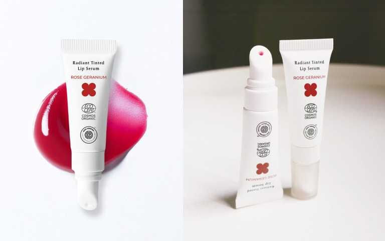 童顏有機INNA ORGANIC 玫瑰天竺葵好氣色舒緩潤唇精華10ml / 690元。(圖/品牌提供)