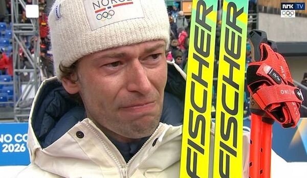 萊格雷德賽後受訪落淚,公開坦承出軌。(翻攝NRK TV畫面)