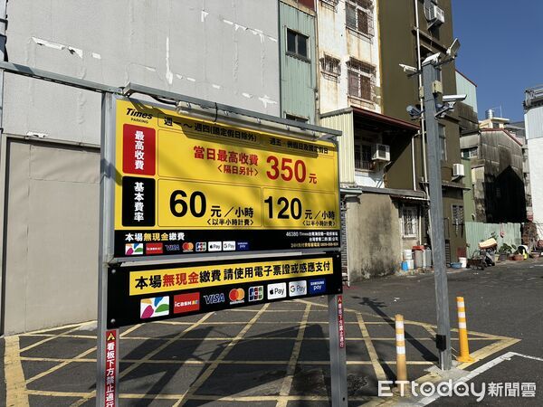 ▲台南市交通局提醒,停車前務必詳閱入口費率標示,避免衍生消費爭議。(圖/記者林東良翻攝,下同)