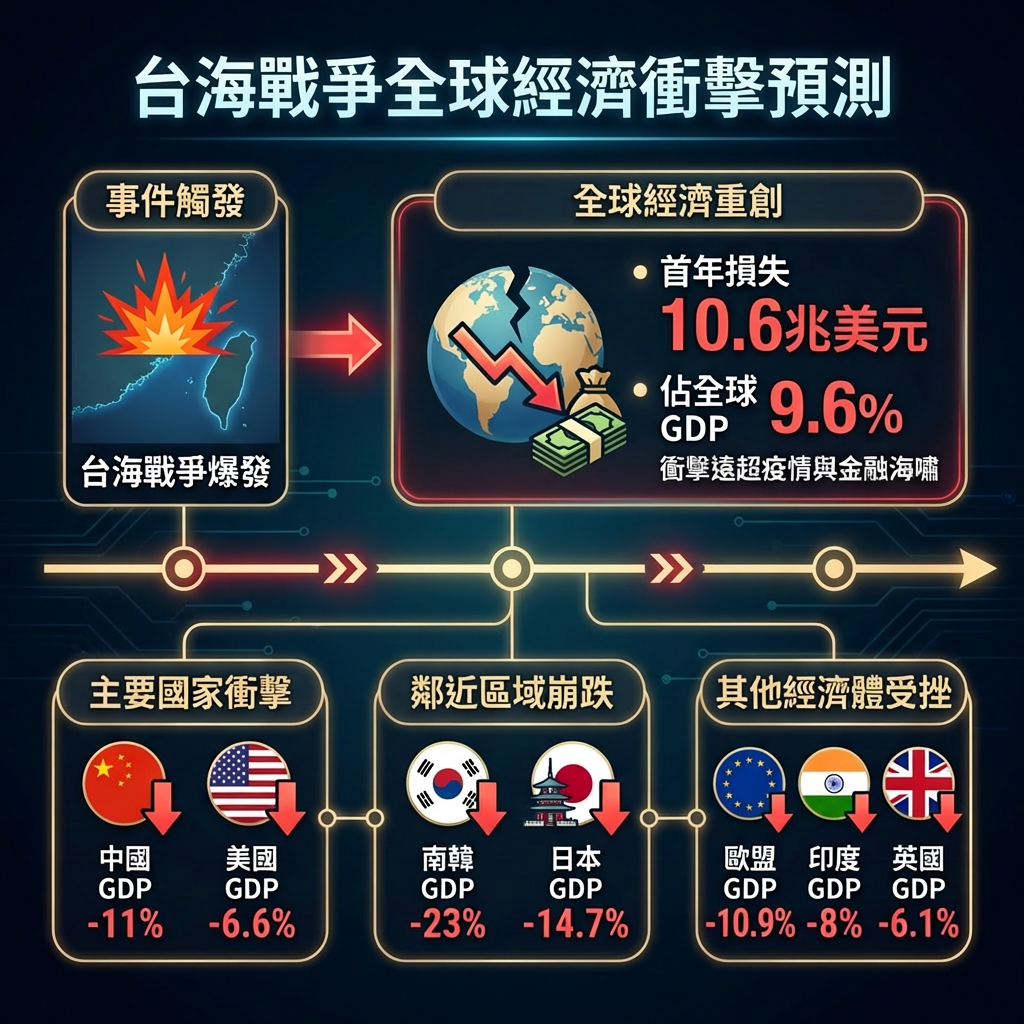 ▲▼若台海開戰「全球恐蒸發10.6兆美元」 彭博報告揭各國逃不掉。(AI協作圖/記者吳美依製作,經編輯審核)