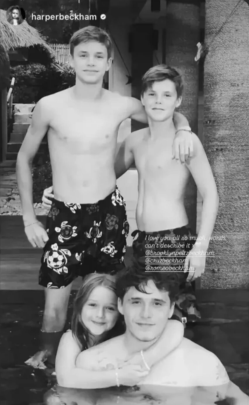 ▲▼貝克漢長子布魯克林與女兒哈珀。(圖/翻攝Instagram)