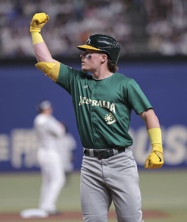 ▲WBC澳洲隊霍爾(Alex Hall)、巴札納(Travis Bazzana)。(圖/達志影像/美聯社)