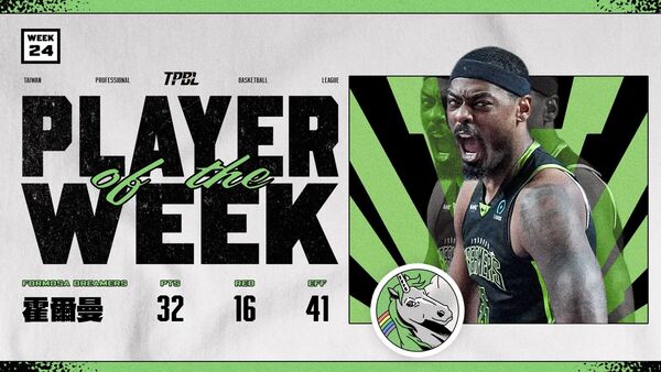 ▲霍爾曼第二十四週單週最有價值球員MVP。(圖/TPBL提供)