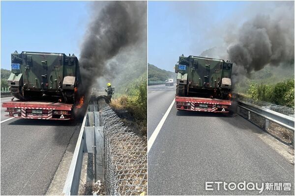 ▲▼國軍登陸車底盤冒煙。(圖/記者楊永盛翻攝)