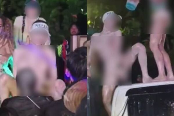 ▲▼上空露雙乳!她潑水節「嗨脫比基尼」畫面外流 真實身分曝光。(圖/翻攝自X)