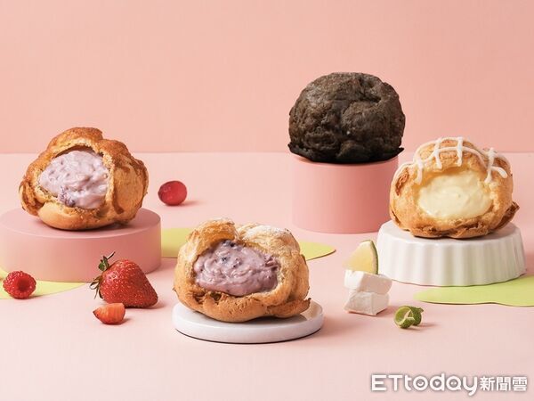 ▲▼beard papa’s本月推出「繽紛野莓泡芙」、「青檸乳酪泡芙」。(圖/記者蕭筠攝)