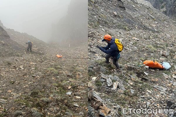 ▲姚姓女山友遺體搬上雪山主峰步道了,將待明日視情況吊掛下山。(圖/阿凱登山企業社阿軒提供)