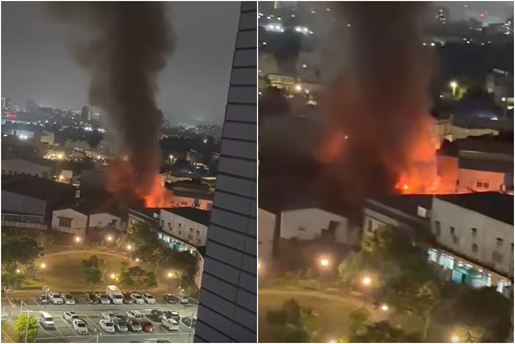 ▲▼桃園鐵皮工廠暗夜大火 居民聞臭味 。(圖/翻攝內壢大小事)