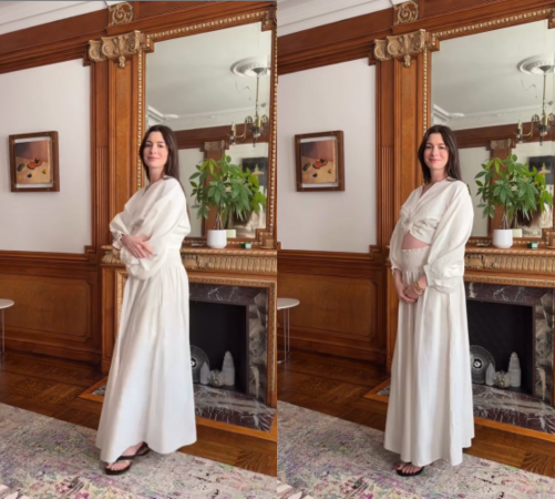 ▲▼安海瑟薇43歲升格三寶媽唯美曬孕肚。(圖/翻攝自Instagram/annehathaway)