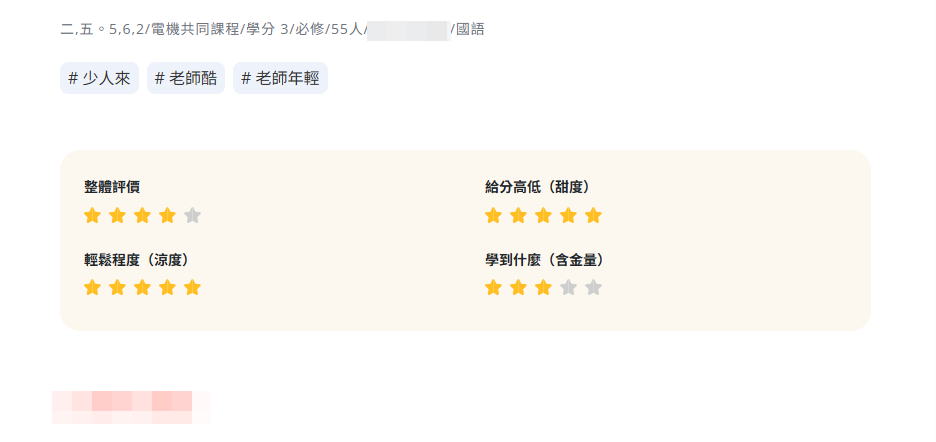 ▲▼林姓教授教學風格較為佛系,給分甜度的評分為5顆星滿分。(圖/翻攝網站/歐趴糖)