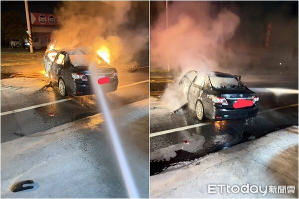 ▲▼屏東凌晨火燒車。(圖/記者陳崑福翻攝)