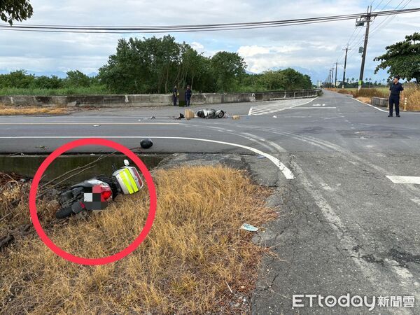 ▲▼ 紅圈處是毒駕遺留在車道上的是死者的車輛。(圖/記者陳崑福翻攝,下同)