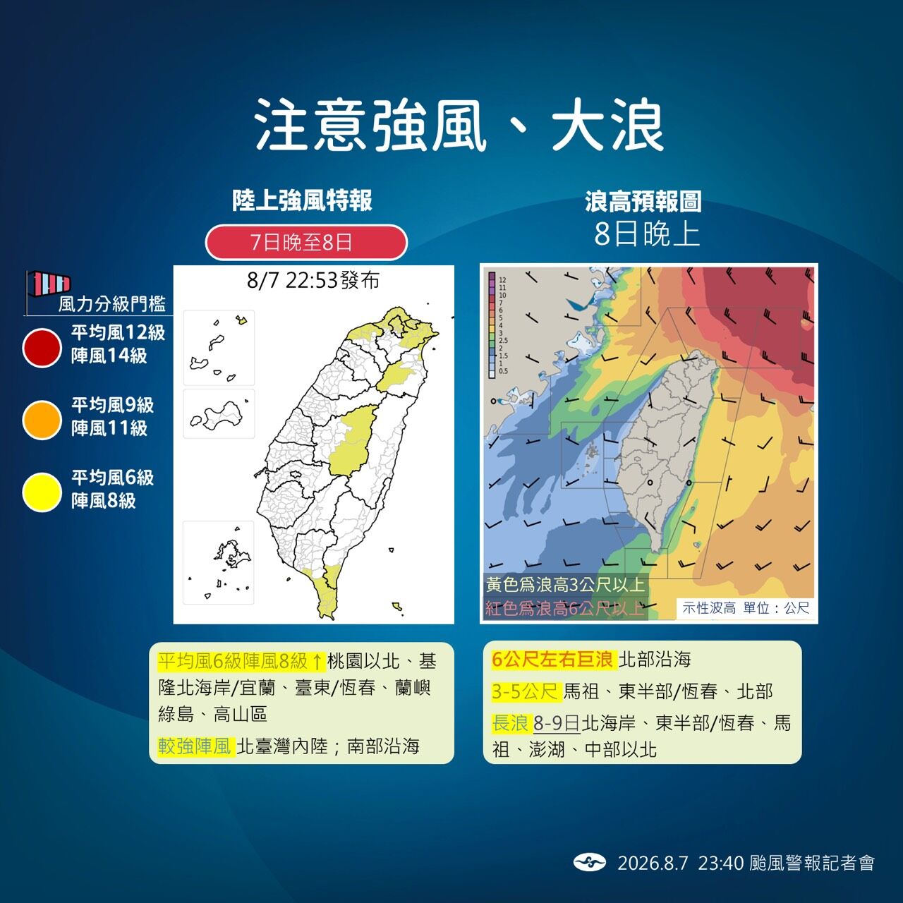 ▲▼8/7 23:40中度颱風白海豚記者會。(圖/中央氣象署)