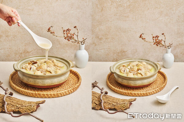 ▲胡椒豬肚雲吞煲湯(左)、鮮燉娃娃菜雲吞煲湯(右)。(圖/緯豆集團提供)