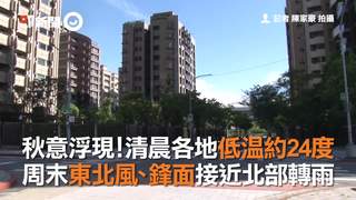 秋意浮現！清晨各地低溫約24度　周末東北風、鋒面接近北部轉雨