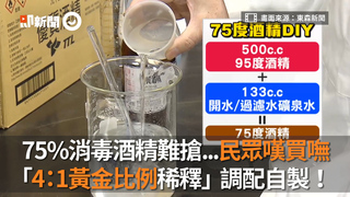 75%消毒酒精難搶...民眾嘆買嘸　「4：1黃金比例稀釋」調配自製！