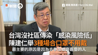 台灣沒社區傳染「感染風險低」陳建仁舉3種場合口罩不用戴