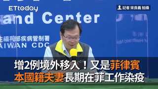 增2例境外移入！又是菲律賓　本國籍夫妻長期在菲工作染疫