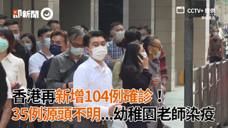 香港再新增104例確診！　35例源頭不明...幼稚園老師染疫