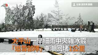 太平山一早細雨中夾雜冰霰　 「追雪部隊」車潮回堵1公里