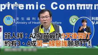 莊人祥：AZ疫苗最快9天後開打　約有3、4成第一線醫護願意打！