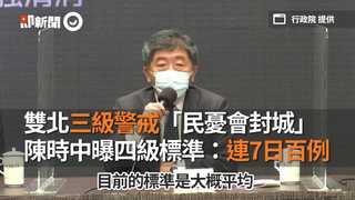 雙北三級警戒「民憂會封城」　陳時中曝四級標準：連7日百例