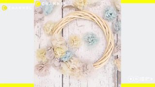 紙餐巾大變身成室內擺飾♡手作花圈