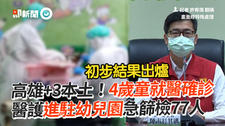 高雄+3本土！4歲童就醫確診　醫護進駐幼兒園急篩檢77人