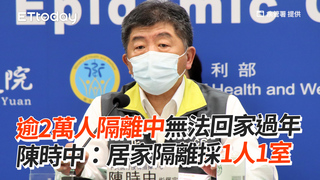 逾2萬人隔離中無法回家過年　陳時中：居家隔離採1人1室