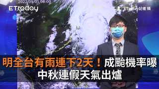 明全台有雨連下2天！成颱機率曝　中秋連假天氣出爐