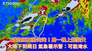 2波鋒面來勢洶洶 大雨下到周日 氣象署示警：可能淹水