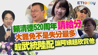 賴清德520周年請給分 大罷免不是失分最多 趕武統陸配讓阿姨超欣賞他