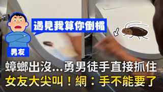 蟑螂出沒...勇男徒手直接抓住　女友大尖叫！網：手不能要了