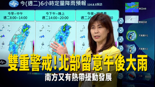 雙重警戒！北部留意午後大雨　南方又有熱帶擾動發展