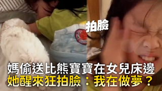 媽偷送比熊寶寶在女兒床邊　她醒來狂拍臉：我在做夢？