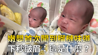 嫩嬰首次聞到榴槤味道　下秒皺眉：這是什麼？