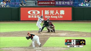 08/08 統一 vs Lamigo 二局下，陽耀勳在壘上蠢蠢欲動，最後發動盜壘，也成功上到二壘