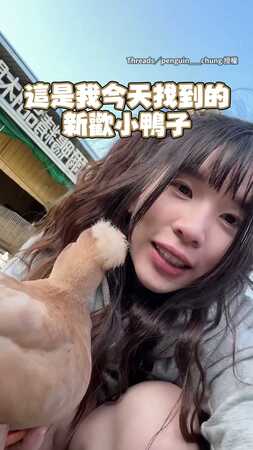 【會逼逼叫的鴨】奶茶色柯爾鴨乖巧站手上　表情超呆萌