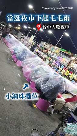 【不打完我絕不走！】夜市打彈珠遇下雨 硬躲露天包廂堅持繼續打XD