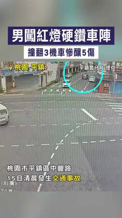 【白目硬闖釀禍】男闖紅燈硬鑽車陣　撞翻3機車慘釀5傷
