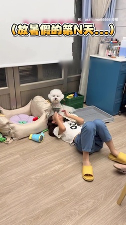 【可以救偶嗎？】小孩放暑假狂煩家中狗狗　牠滿臉絕望全程眼神死XD