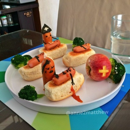 creative breakfast hotdog food art by anne widya