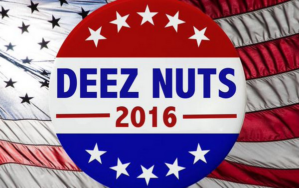 ▲歐爾森虛構出一個叫「Deez Nuts」的總統參選人。（圖／翻攝自Deez Nuts臉書）